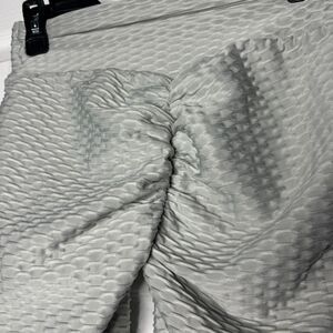 Women’s Small Gray Honeycomb Scrunch Butt Leggings High Rise Stretch